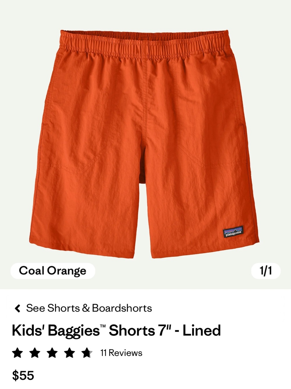 Patagonia Kids Baggies Lined Shorts - Faded Orange